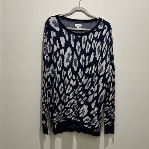 Wonderly Navy and White Animal Print Sweater